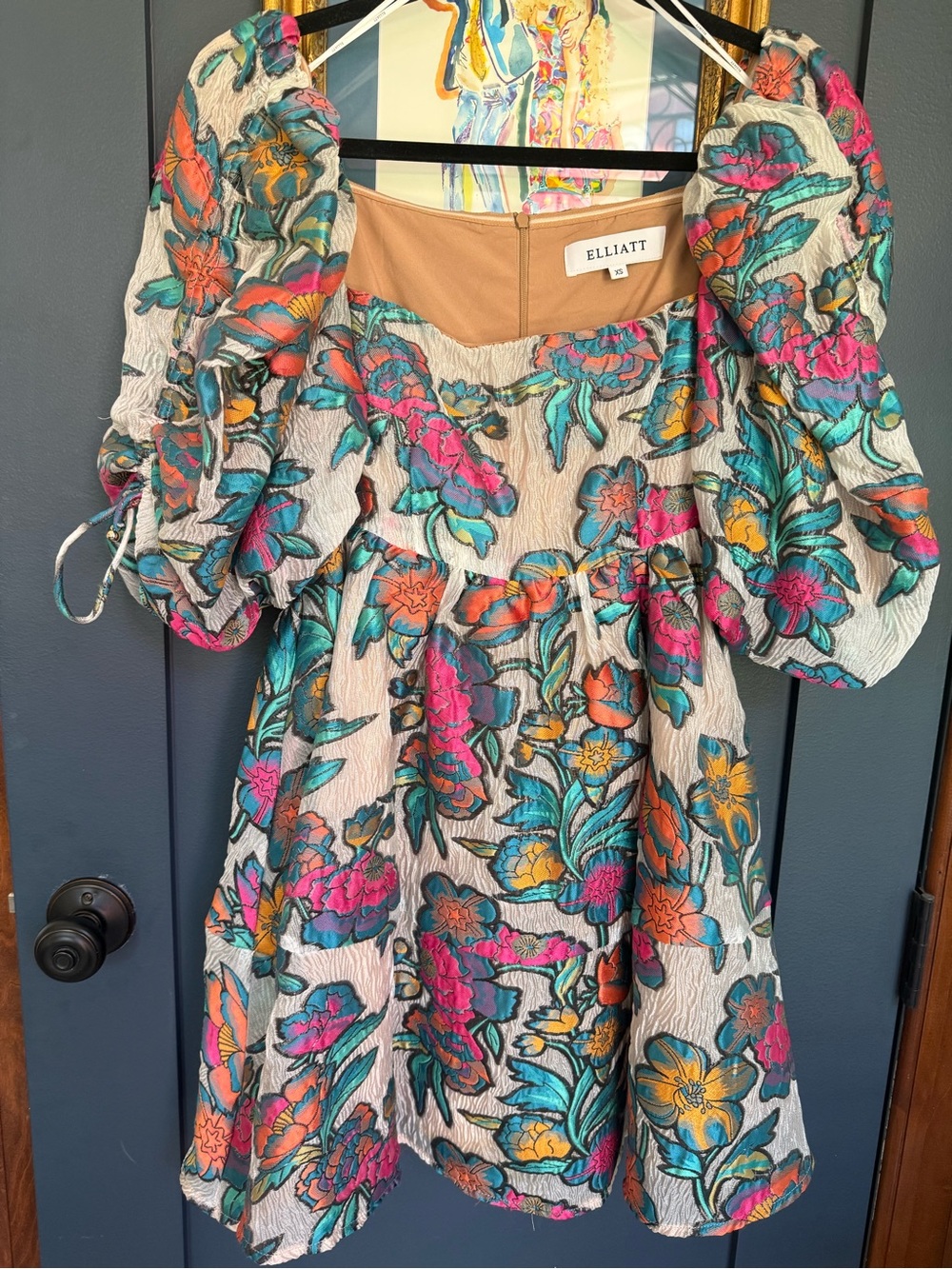 Elliatt Multicolor Floral Puff-Sleeve Mini Dress